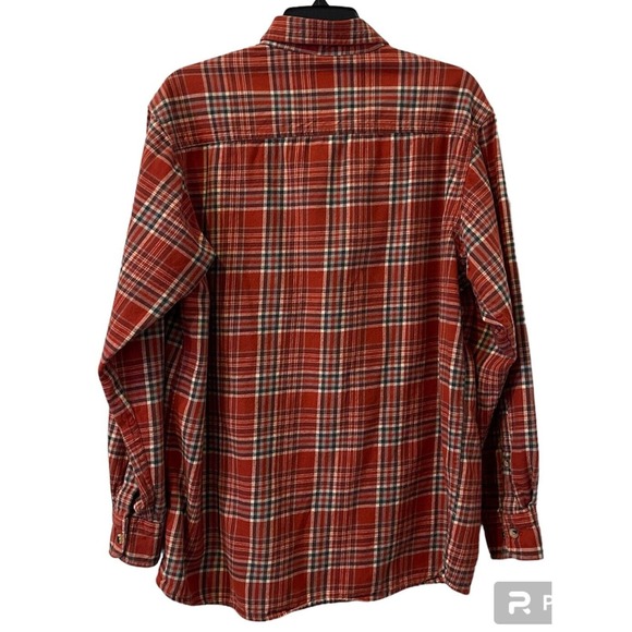 Hobbs Creek Plaid Flannel Long Sleeve Button Down Shirt Sz L Rust Gray - Picture 6 of 6